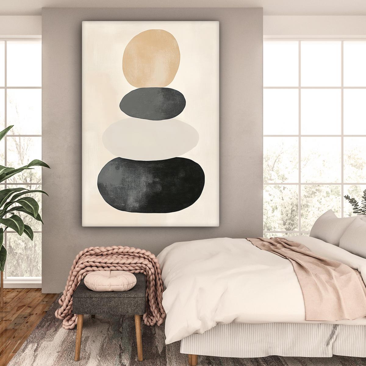 LEINWANDBILD Japandi - Wabi sabi - Beige Deko Groß 90x140 cm - Taupe, Textil (90/140cm) - MuchoWow