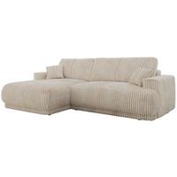 ECKSCHLAFSOFA RINA L Beige Cord - links - Beige/Schwarz, Kunststoff/Textil (266/172cm) - MKS