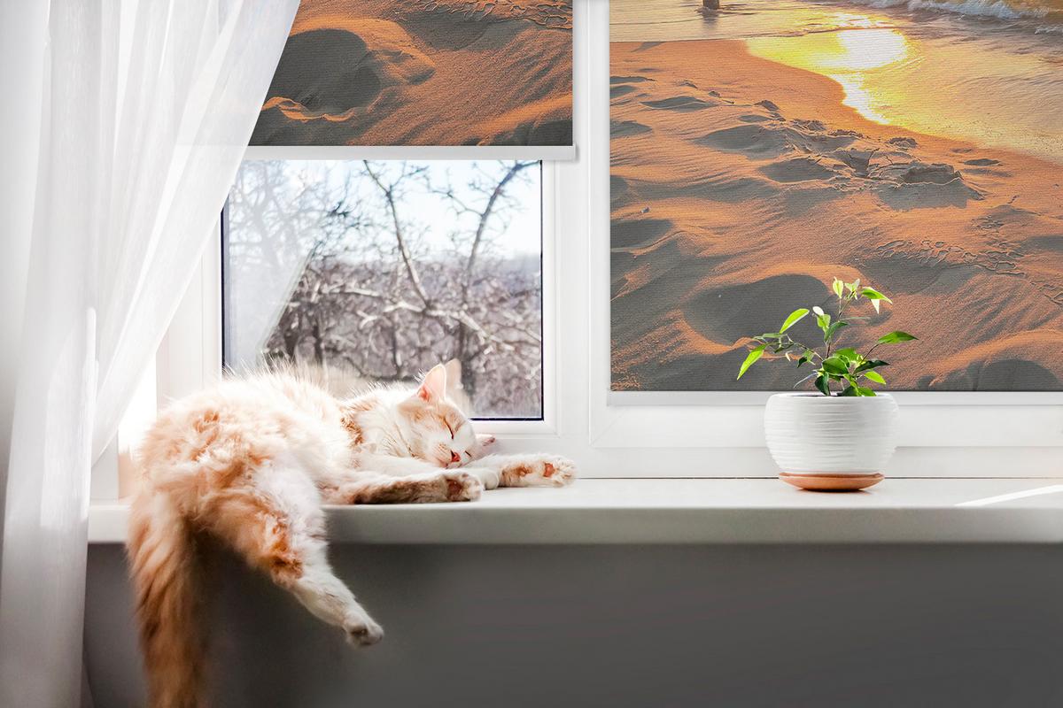 INNENROLLO - Fensterrollo - Rollo - 80x180 cm - Sonnenuntergang - Hellblau, Kunststoff (80/180/0.5cm) - TULUP