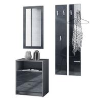 GARDEROBE Pino Schwarz Hochglanz - Schwarz Hochglanz, Holzwerkstoff (130/185/36cm) - Vladon