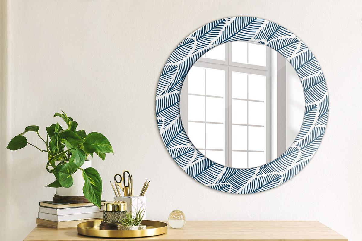 SPIEGEL Rund Ø 50 cm mit Aufdruck - Blau, Glas (50/50/0.4cm) - Wallfluent