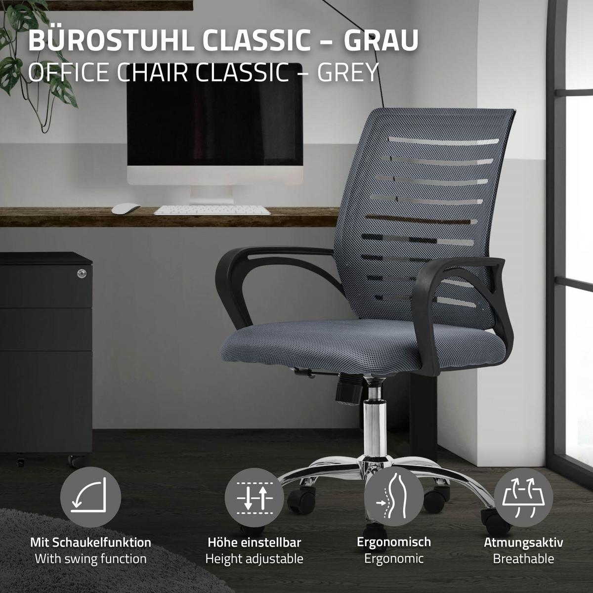 BÜROSTUHL Grau - Grau, Metall (54/99/59cm) - ML-DESIGN