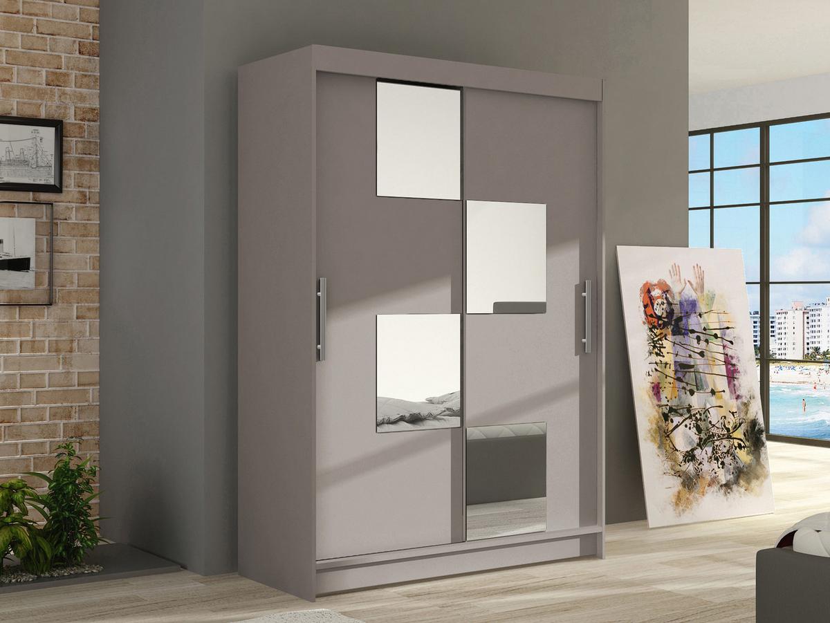 KLEIDERSCHRANK Miami III - Kaschmir/Silberfarben, Holzwerkstoff/Kunststoff (120/200/58cm) - MIRJAN24