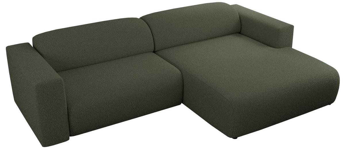 OFERTA WYCOFANA ECKSOFA PASADENA Grün Bouclé Rechts Seite - Schwarz/Grün, Kunststoff/Textil (288/180cm) - MKS