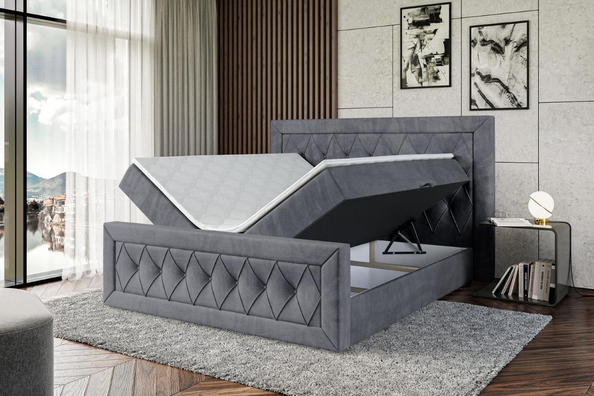 BOXBETT NOEL-Z - 180 x 200 - H4 - Dunkelgrau - Dunkelgrau, Holzwerkstoff (180/200cm) - ALTDECOR