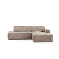 ECKSOFA TESSO L-S Braun Kordstoff mit Schlaffunktion - Braun, Holz (247/170cm) - MASSENO