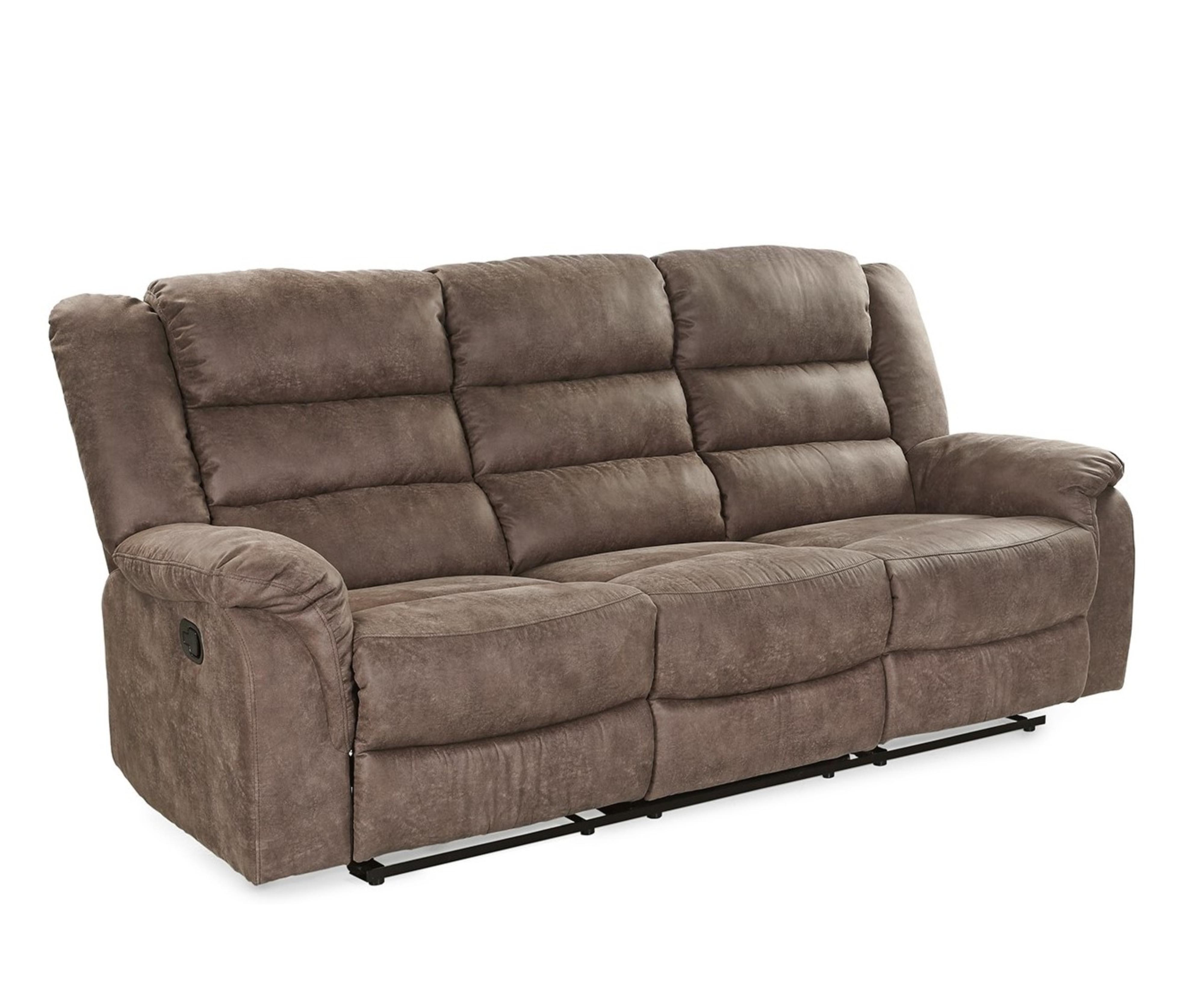 3-SITZER-RELAXSOFA Federkern, Liegefunktion verstellbar durch halbautomatische Relaxfunktion B212/T93/H103 cm, Mikrofaser Vintage Graubraun / 15134 - Graubraun/Schwarz, Textil (212/103/93cm) - luma-home