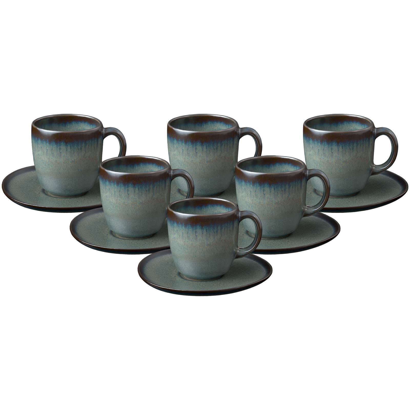 KAFFEETASSEN MIT UNTERTASSEN Lave Gris 190 ml 6er Set - Grau, Keramik (15.2/9.9/15.3cm) - like.Villeroy & Boch