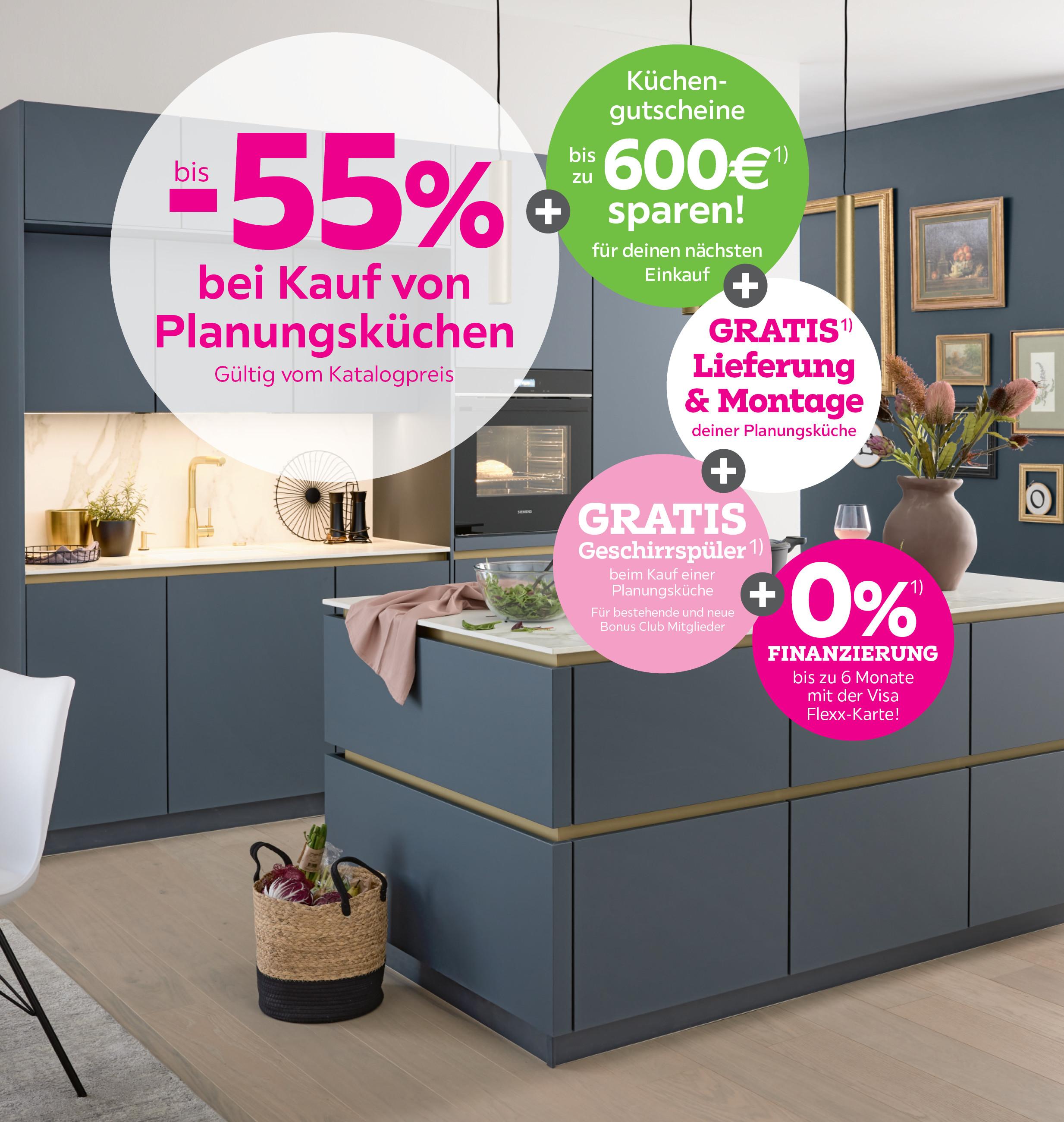 bis -55% bei Kauf von Planungsküchen