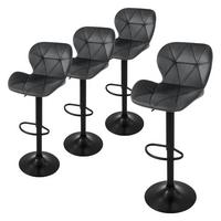 BARHOCKER 4er Set Samt grau - Schwarz/Grau, Textil/Metall (41/110/47cm) - ML-DESIGN
