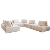 MODULSOFA WIOLO SOFT 6 MODULE 6 KISSEN Cremeweiß Cord - Creme/Schwarz, Kunststoff/Textil (333/84/333cm) - KAWOLA