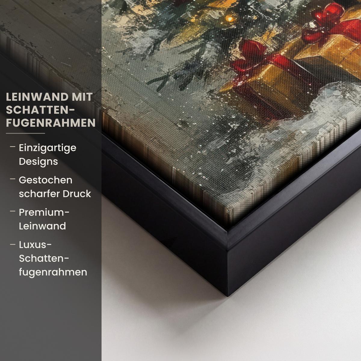 LEINWAND Bilder mit Rahmen - Weihnachtsbaum - Vintage - Weihnachten - Geschenk - 30x40 - Rostfarben, Textil (30/40cm) - MuchoWow