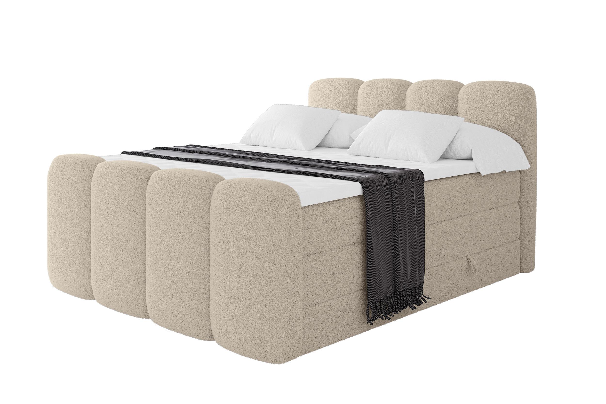 BOXSPRINGBETT mit Matratze H3/H4 - NINA-Z KING - 200x200 cm Dunkelbeige - Baltimorefarben, Holzwerkstoff (200/200cm) - ALTDECOR