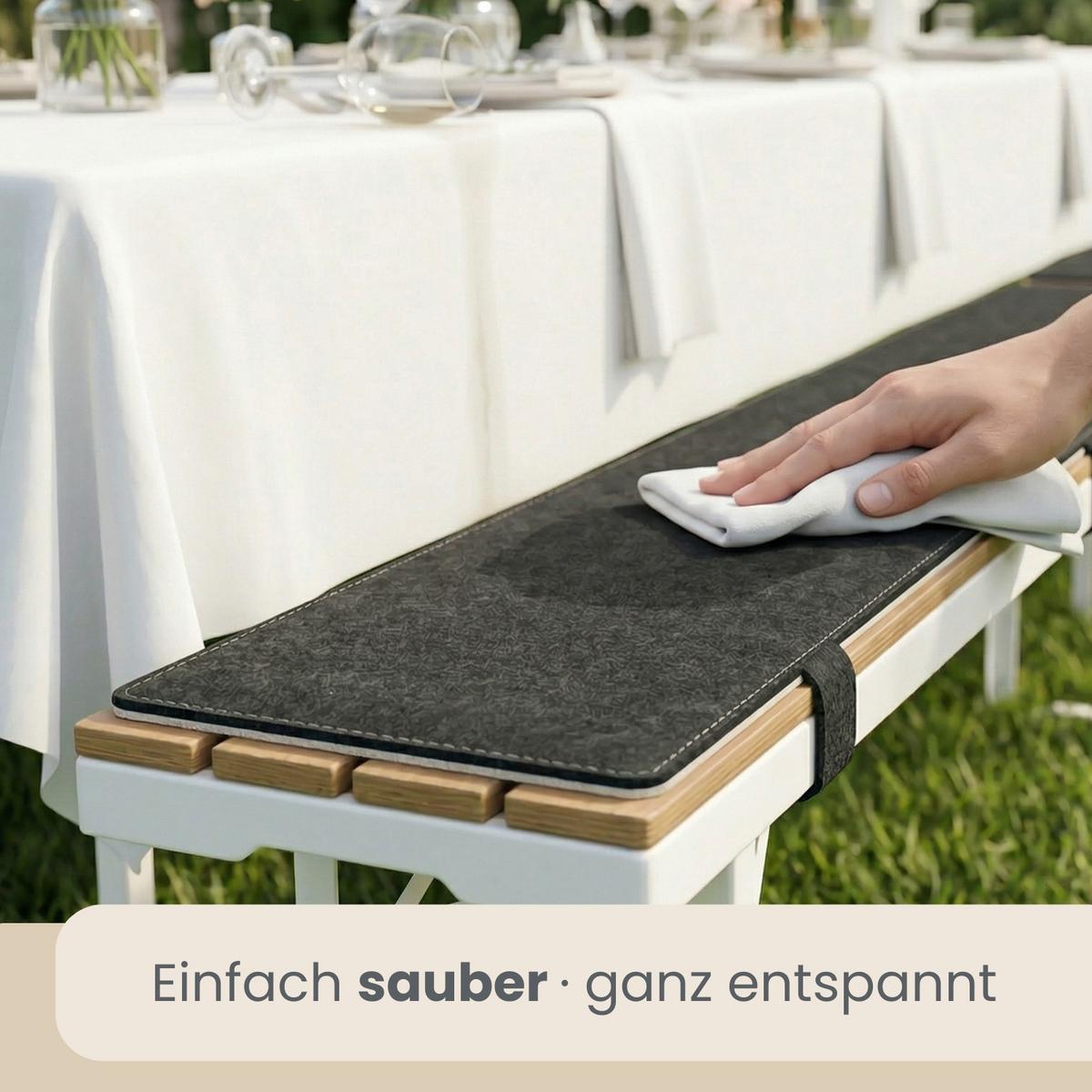BIERBANKAUFLAGE Filz, 2er Set, Anthrazit, 220/25/0,8 cm - Schwarz, Kunststoff (25/1/220cm) - Dunedesign