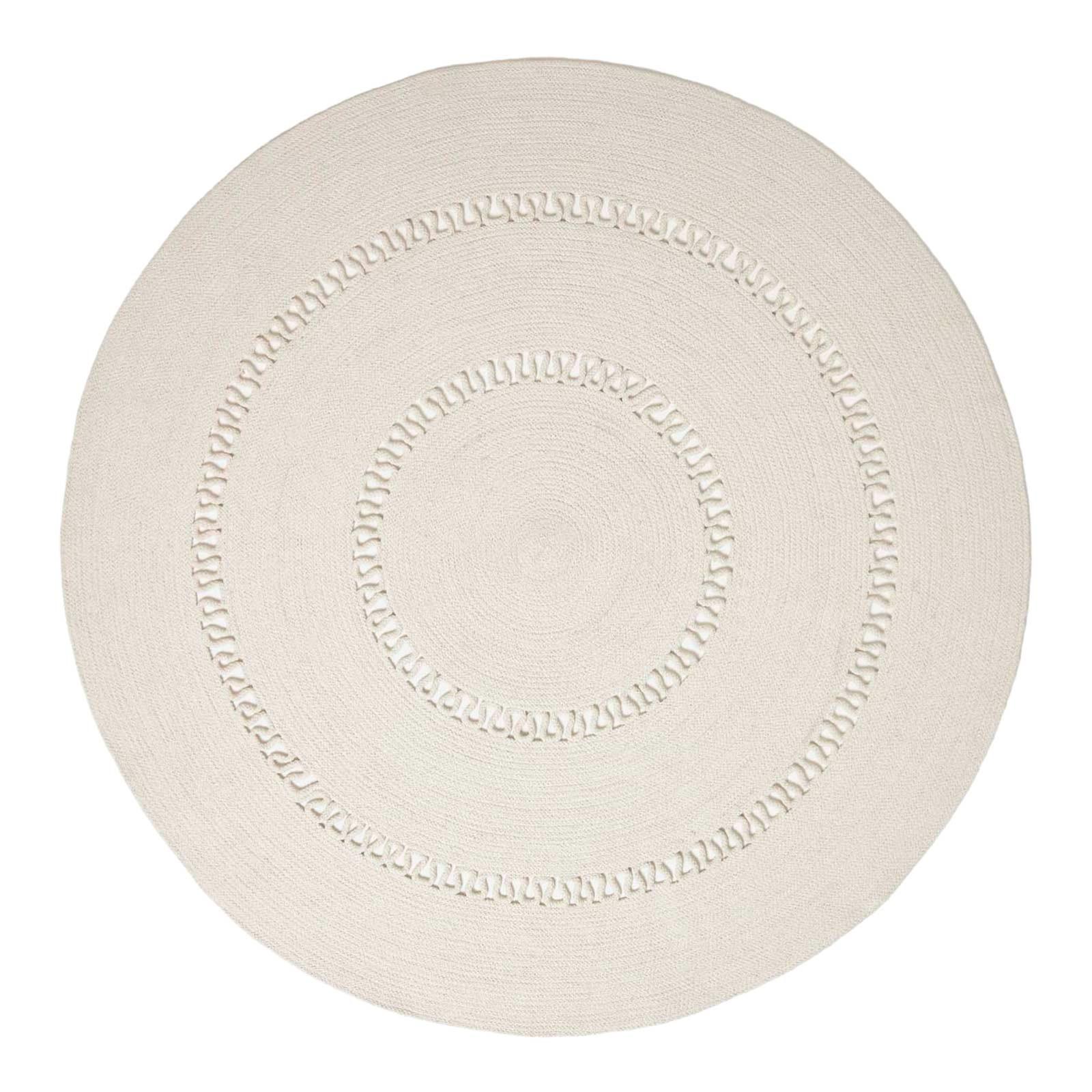 TEPPICH geflochten rund mit Häkel-Muster 120 cm - Creme, Textil (120/120cm) - Homescapes