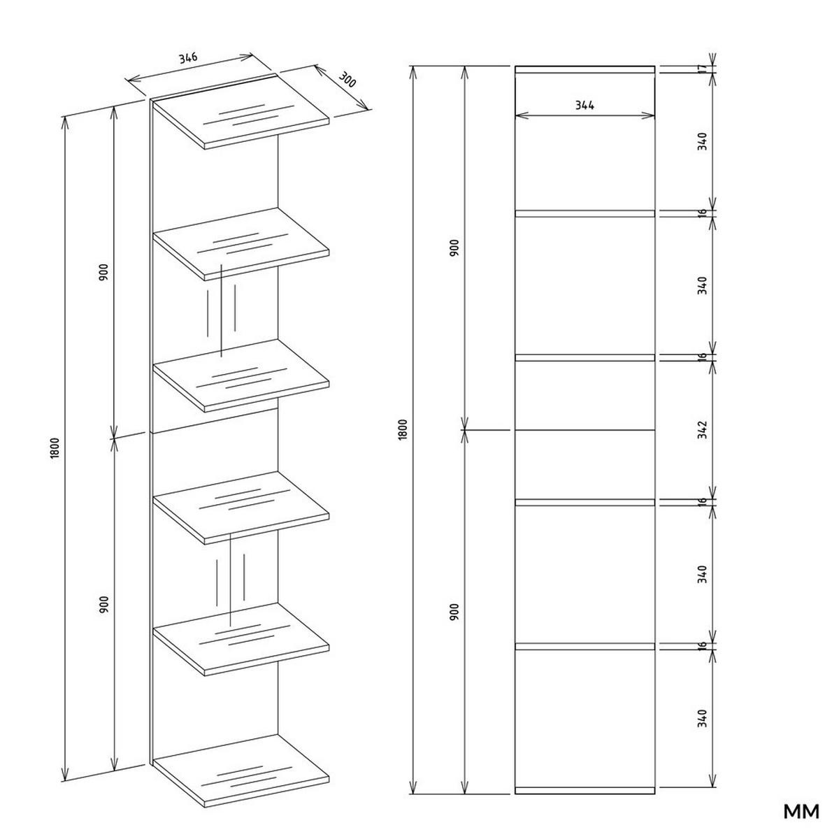 BÜCHERREGAL Weiß 35/180/30 - Weiß, Holzwerkstoff (35/180/30cm) - RAUMHIRSCH FURNITURE