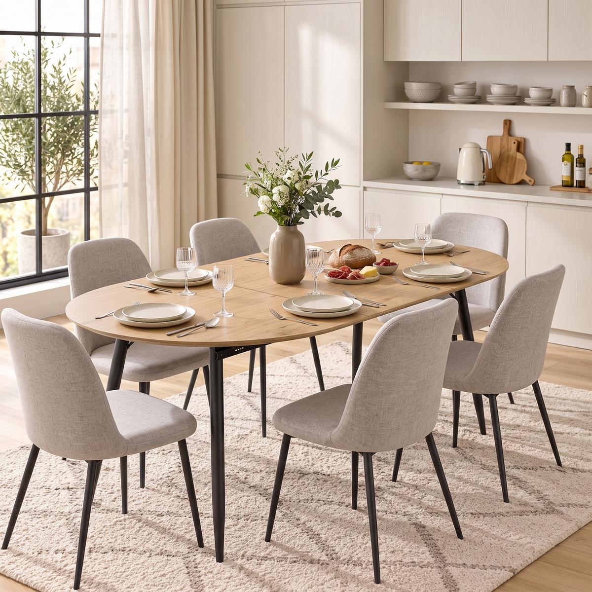 AUSZIEHBARER-ESSTISCH MDF Eiche - Eichefarben/Schwarz, Holzwerkstoff/Metall (160/80/75cm) - HOMCOM