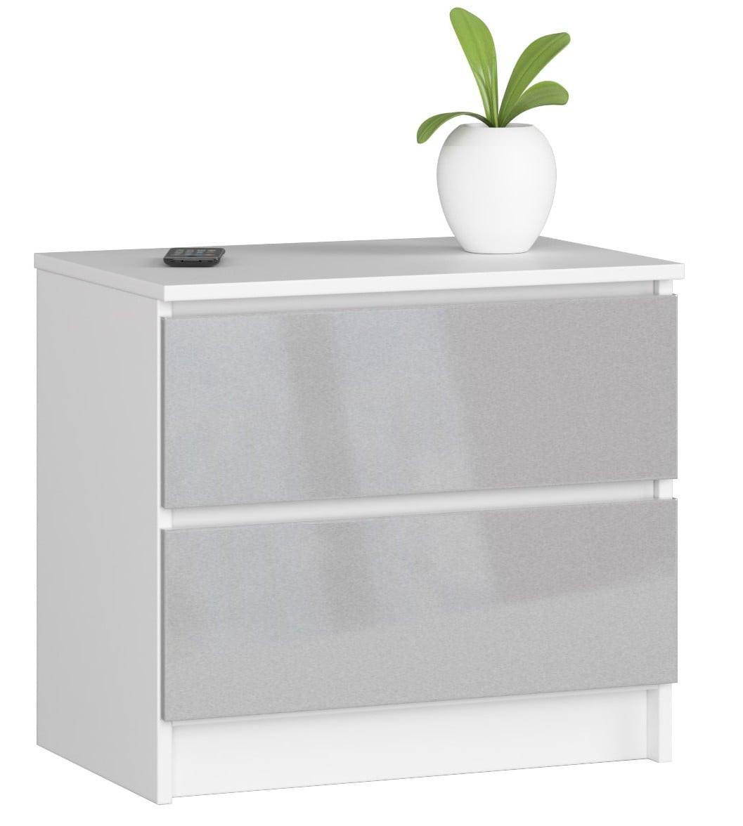 KOMMODE Weiß, Metallisch Glanz 55/60/40 - Weiß, Holzwerkstoff (60/55/40cm) - RAUMHIRSCH FURNITURE