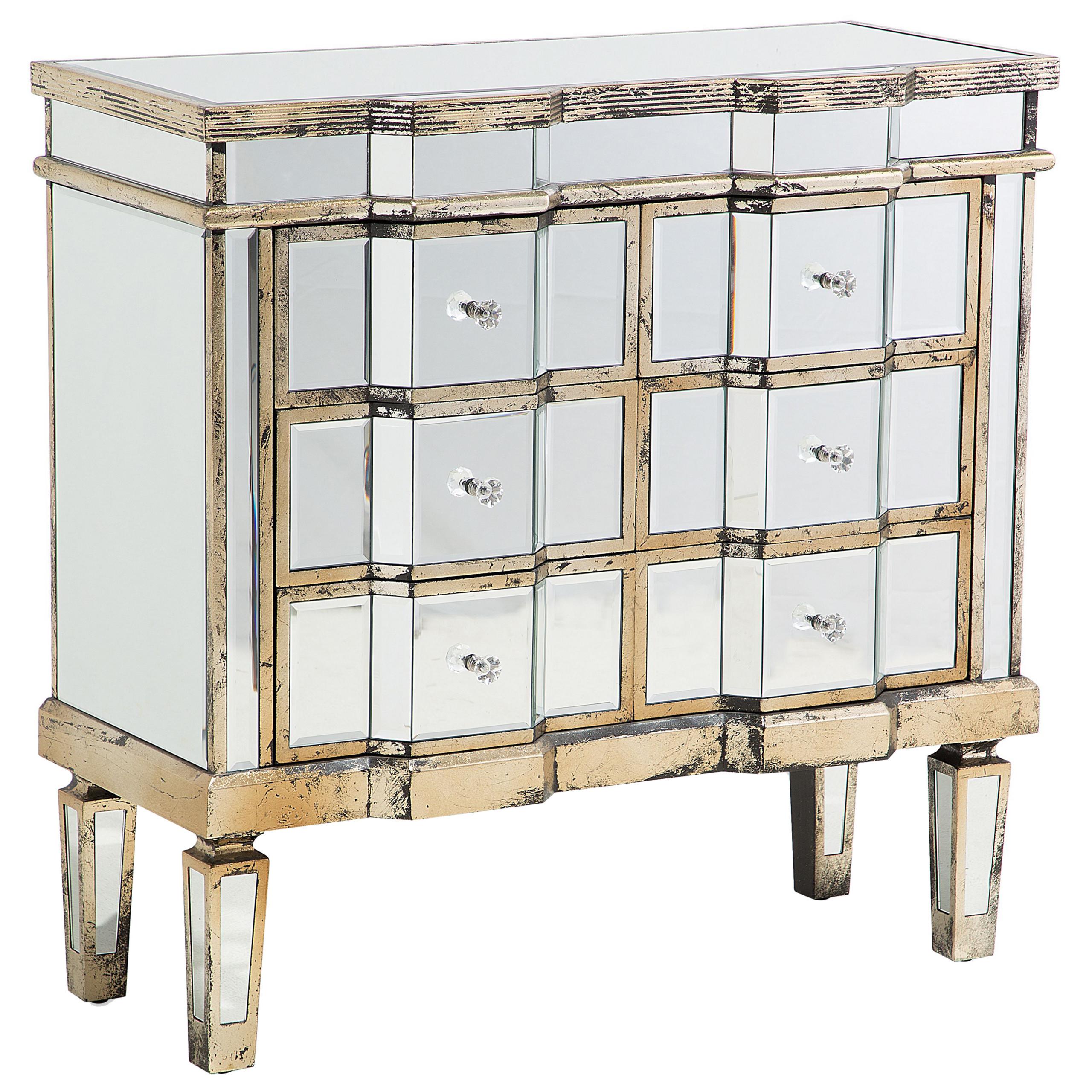 KOMMODE 6 Schubladen Spiegeleffekt Mozela - Silberfarben/Goldfarben, Glas (81/80/35cm) - Beliani