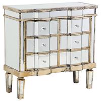 KOMMODE 6 Schubladen Spiegeleffekt Mozela - Silberfarben/Goldfarben, Glas (81/80/35cm) - Beliani