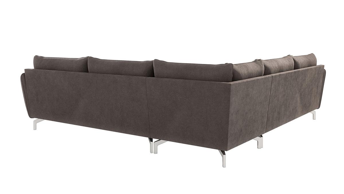 ECKSOFA Elou Braun - Khaki Microfaser - Chromfarben/Dunkelbraun, Holz/Textil (276/276cm) - S-Style