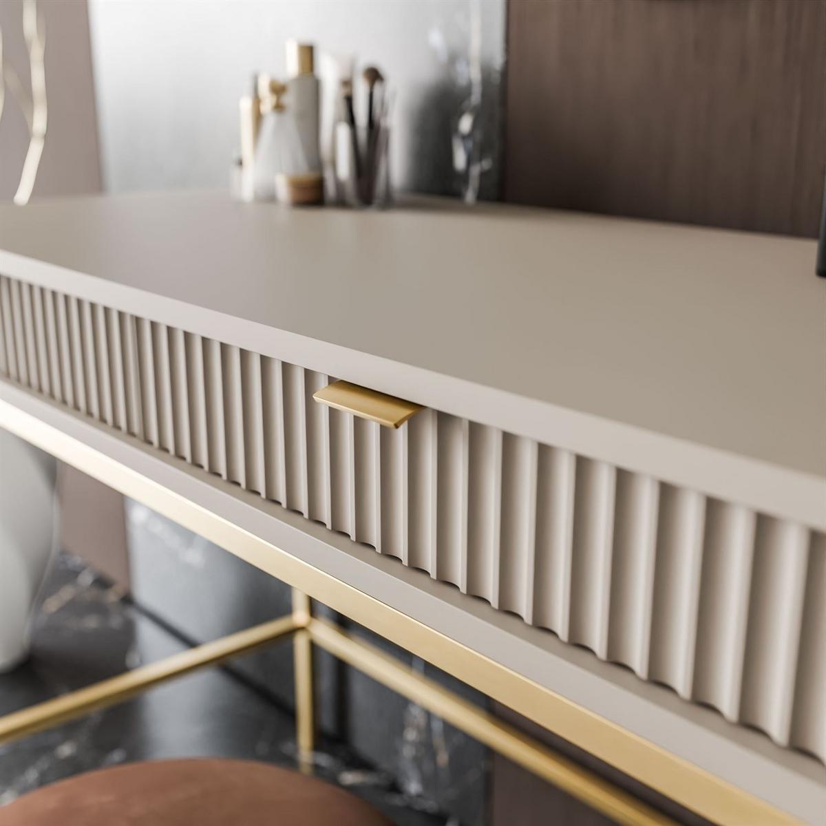 KONSOLENTISCH CORTADO GOLD T104 KASCHMIR - Beige, Holzwerkstoff (50/104/78cm) - Lookway