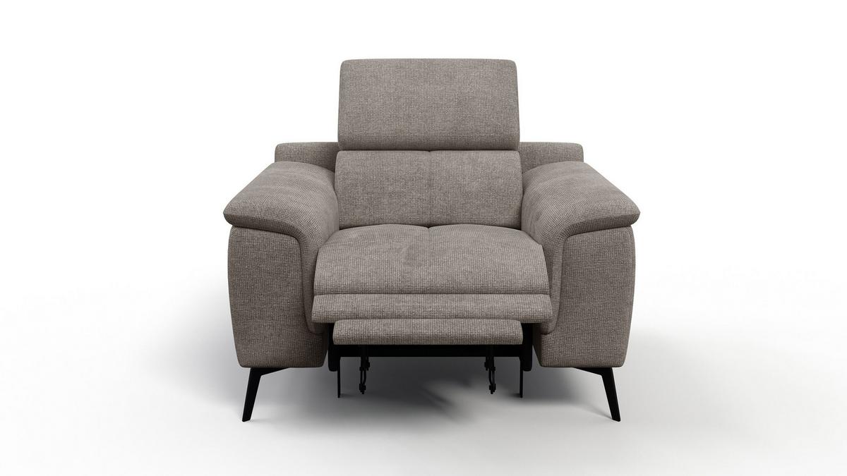 SESSEL FIERO mit Relaxfunktion, taupe - Taupe/Schwarz, Holzwerkstoff/Textil (114/82/103cm) - Wozimo