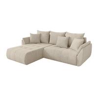 ECKSOFA mit Schlaffunktion Ottomane Links TOKO-L 277x194x86 Creme Velours - Creme/Schwarz, Holzwerkstoff/Kunststoff (277/194cm) - ALTDECOR