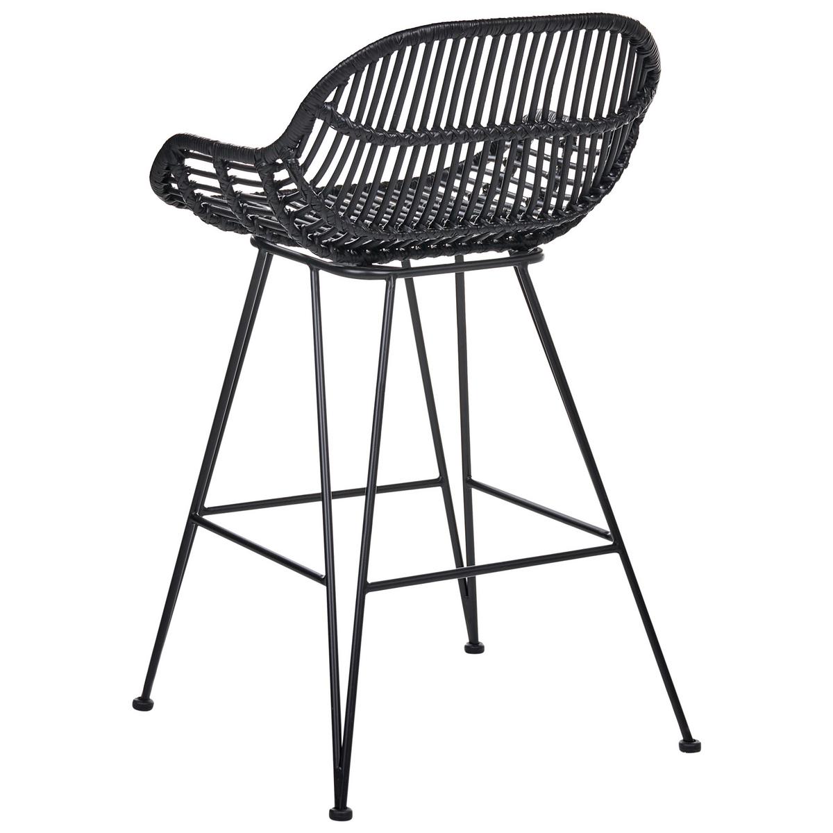 BARSTUHL 2er-Set Rattan Schwarz Terrell - Schwarz, Naturmaterialien (54/94/57cm) - Beliani