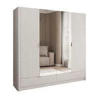 WARDROBE SCARLETT MIT SCHUBLADEN BEIGE + GOLD - Beige, Holzwerkstoff - Lookway