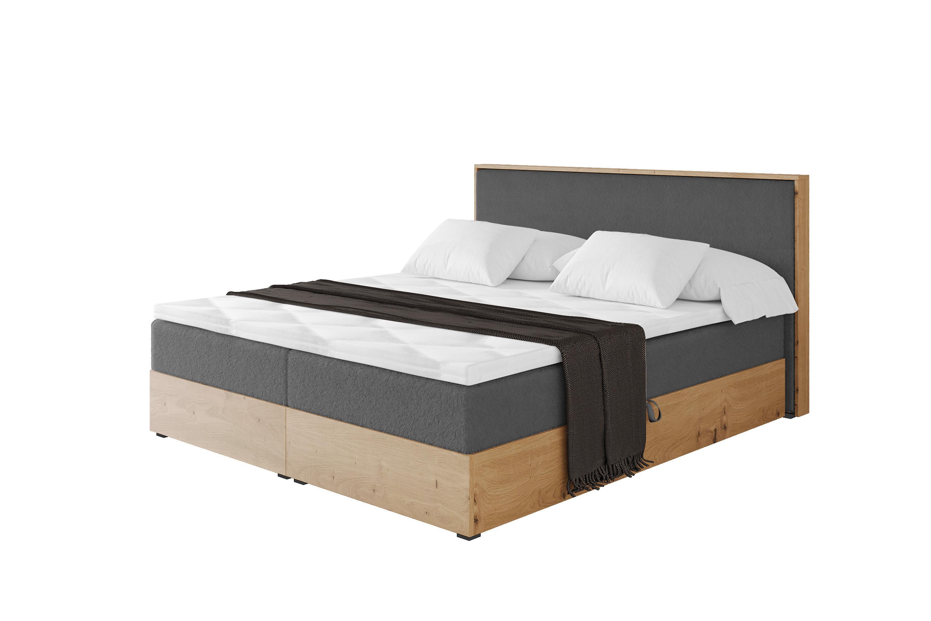 BOXBETT LOLLI9 - 140x200 - H4 Dunkelgrau - Graphitfarben, Holzwerkstoff (140/200cm) - ALTDECOR