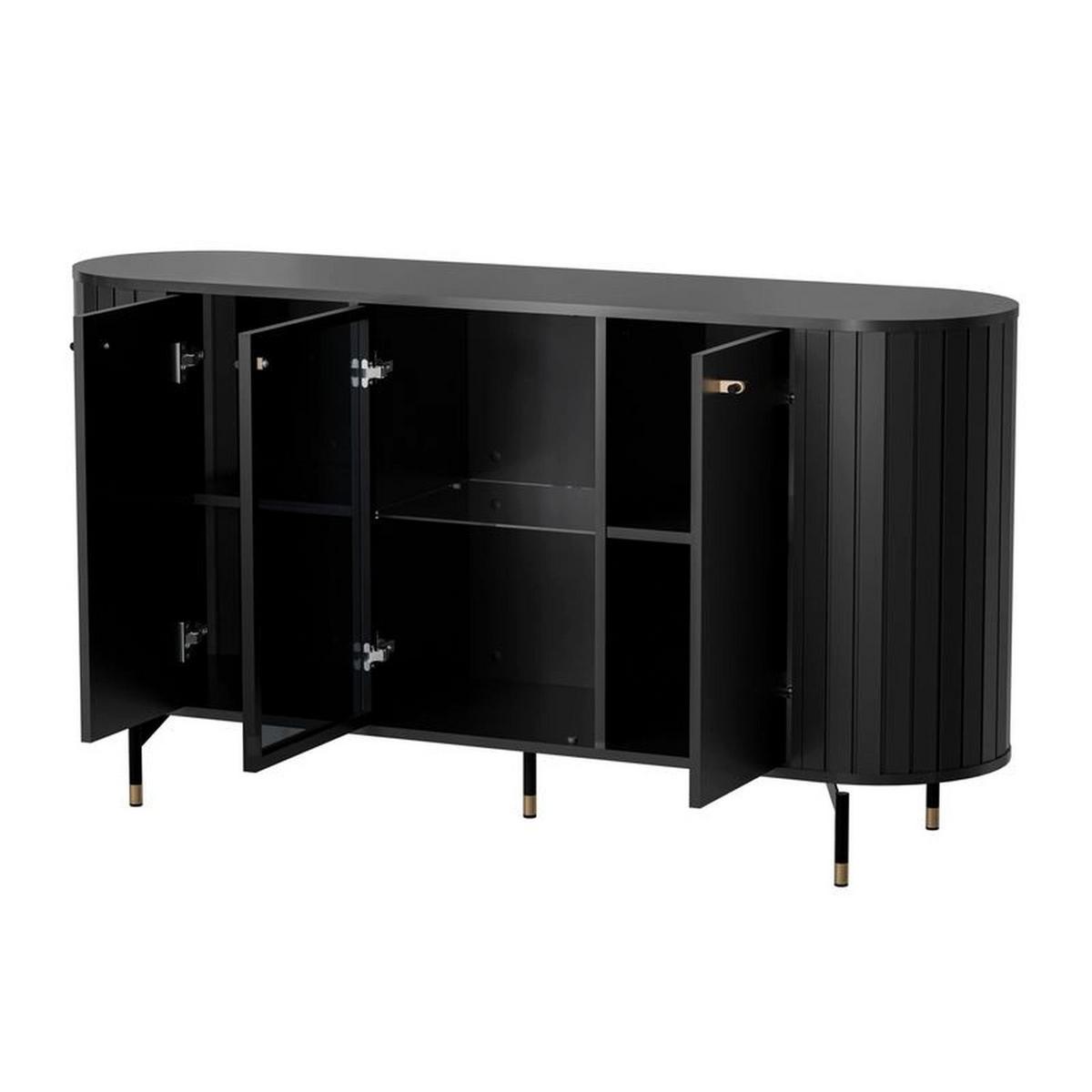 SIDEBOARD Zante Schwarz 150 cm - Goldfarben/Schwarz, Holzwerkstoff/Metall (150/81/40cm) - Selsey