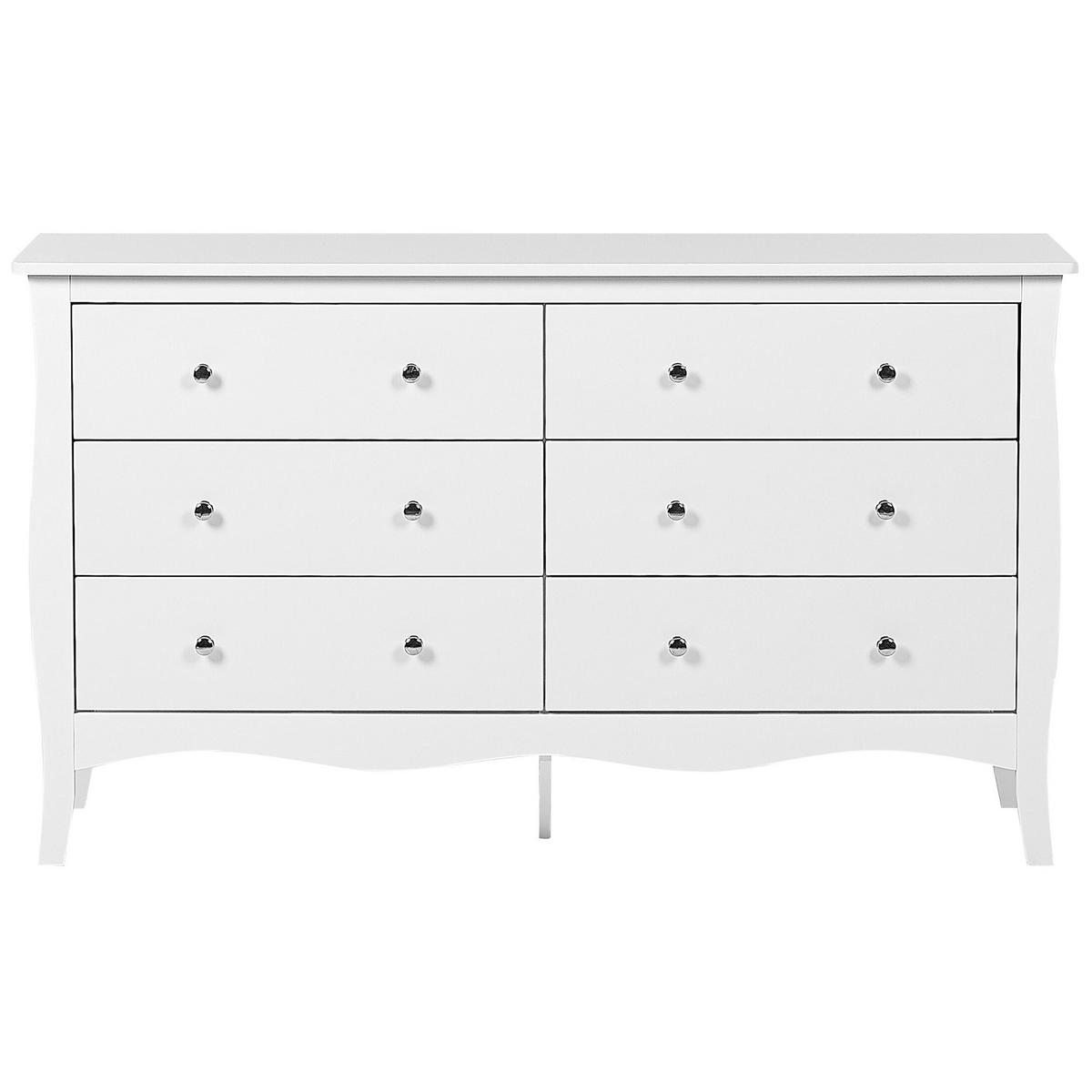 KOMMODE 6 Schubladen Metallgriffe weiß Winchester - Weiß, Holzwerkstoff (130/75/40cm) - Beliani
