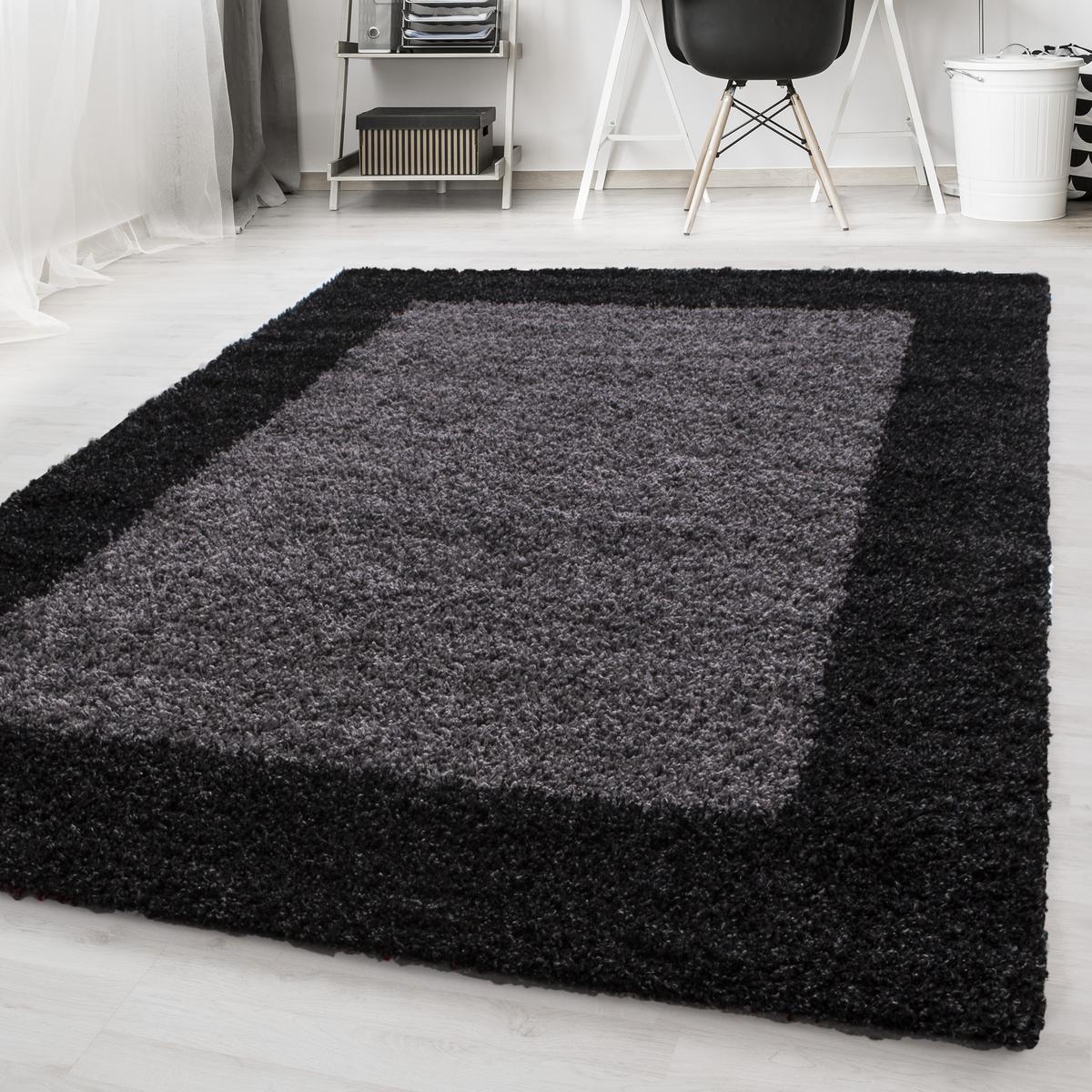 TEPPICH Hochflor RHEIN in Anthrazit, mit Bordüre, 300 x 400 cm - Anthrazit, Textil (400/300cm) - KADIMA DESIGN