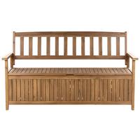 GARTENBANK Akazienholz hellbraun mit Stauraum 160 cm Sovana - Hellbraun, Holz (160/91/60cm) - Beliani