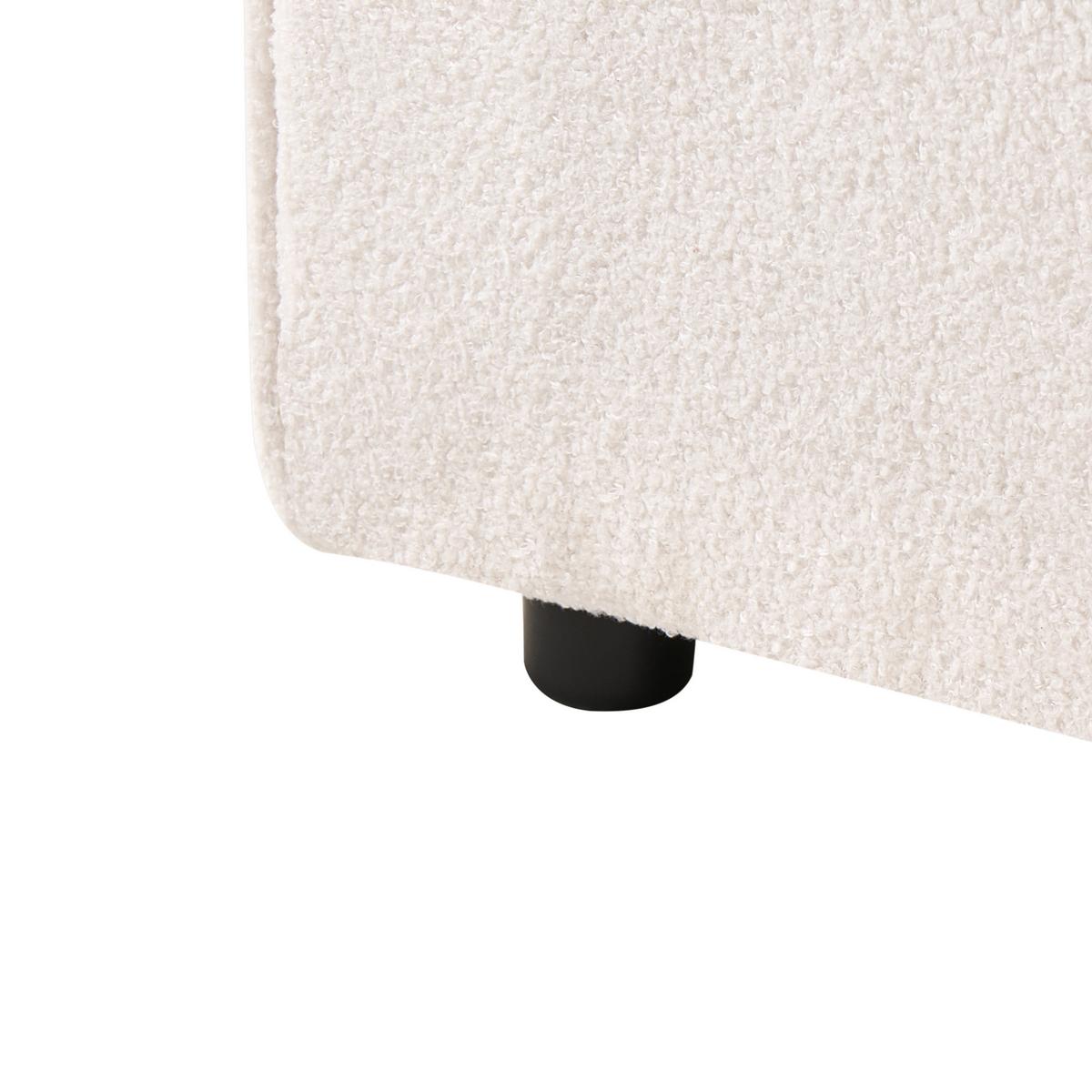 OTTOMANE Bouclé Cremeweiß Ardal - Creme/Schwarz, Textil (88/43/88cm) - Beliani