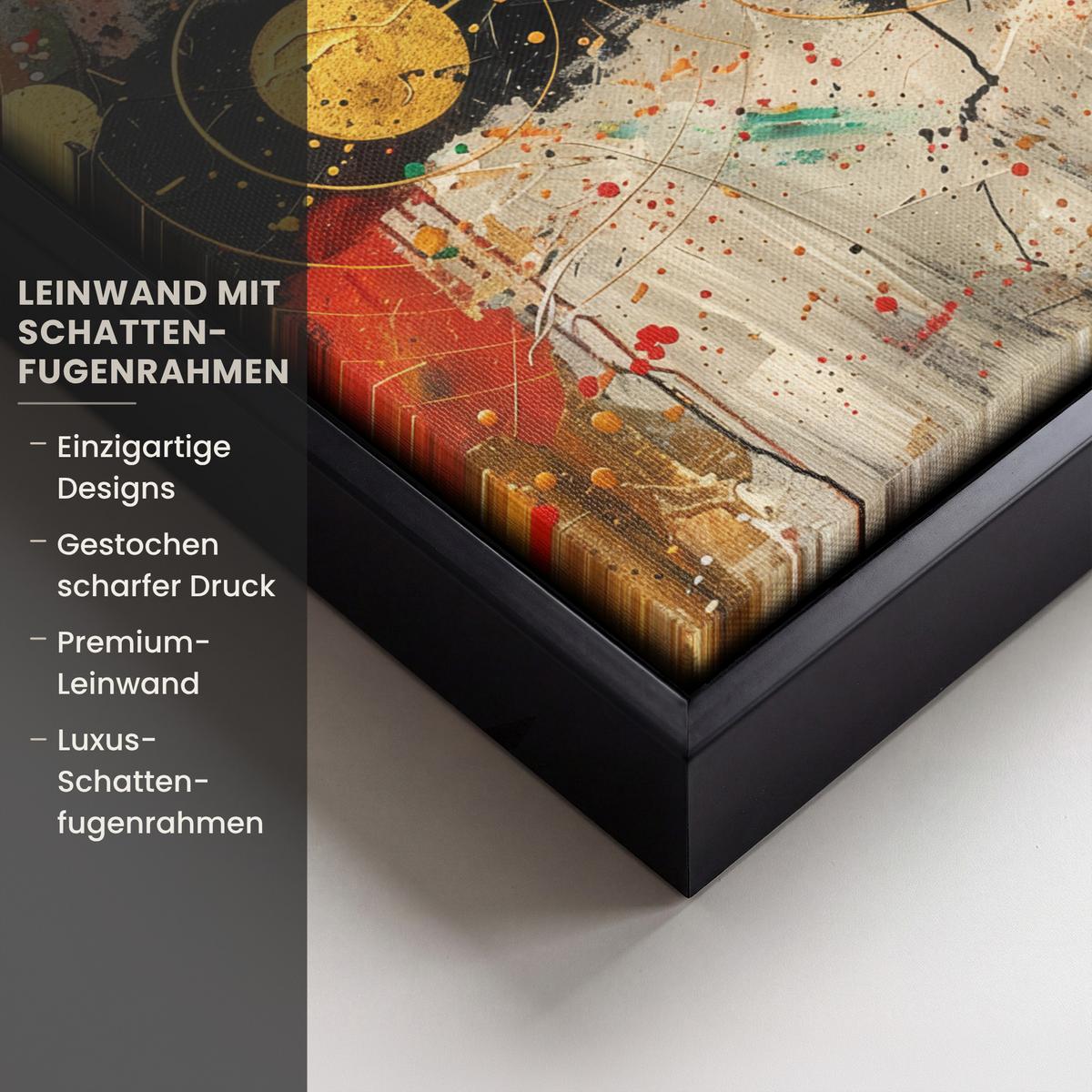 LEINWAND Bilder mit Rahmen - Abstrakt - Kunst - Gold - Modern - 40x30 - Multicolor, Textil (40/30cm) - MuchoWow