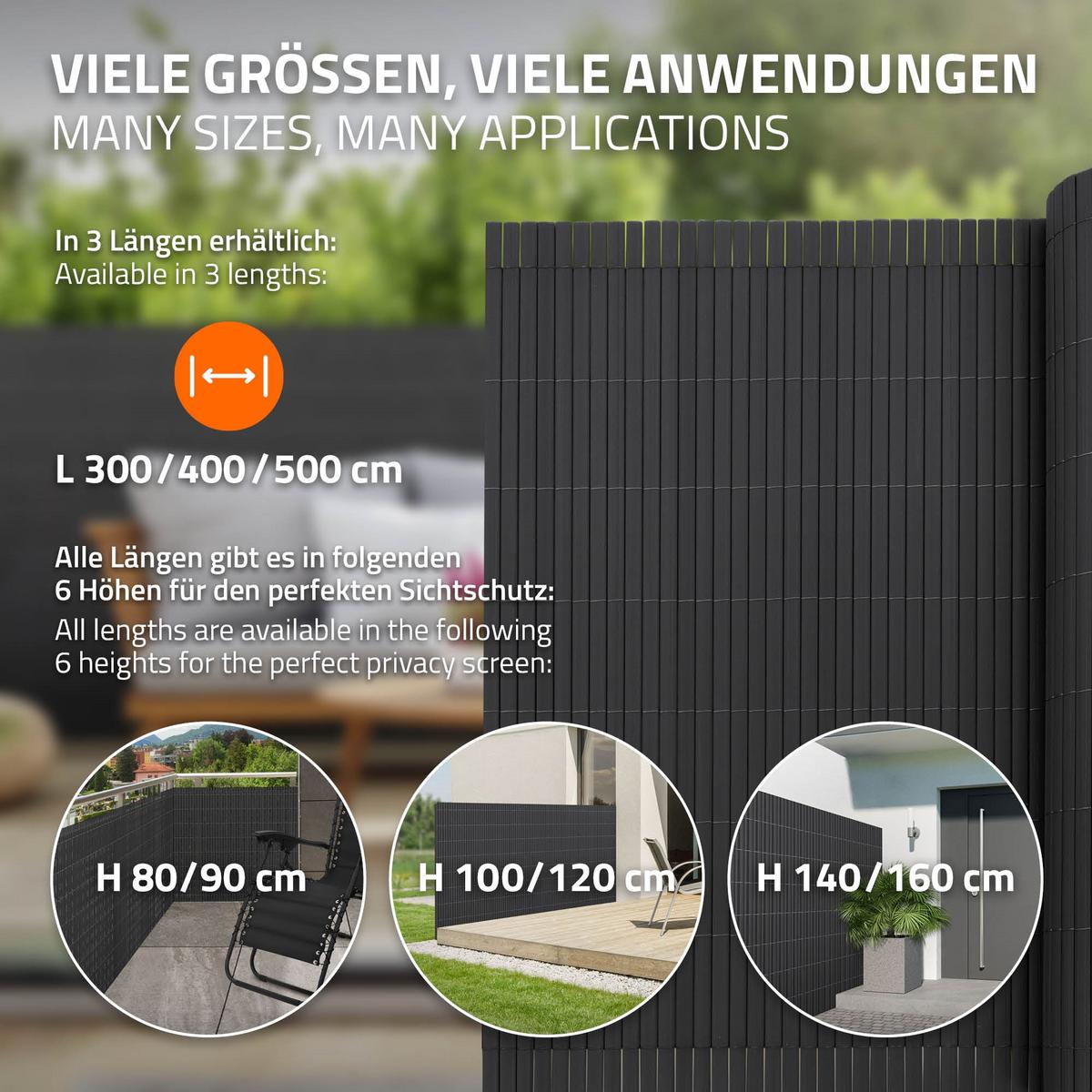 PVC SICHTSCHUTZMATTE 100 x 700 cm Anthrazit - Anthrazit, Kunststoff (700/100cm)