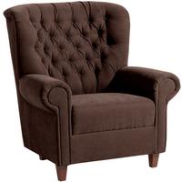 HOCHLEHNSESSEL Katrin Bezug Veloursstoff Buche nussbaum dunkel / braun - Braun, Kunststoff (91/98/90cm) - 58aufmkessel