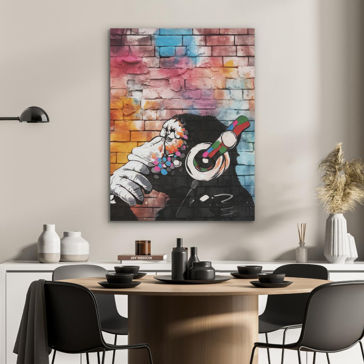 AKUSTIKBILD Affe - Graffiti - Musik Wandbilder 60x80 cm - Multicolor, Kunststoff (60/80/0.9cm) - MuchoWow