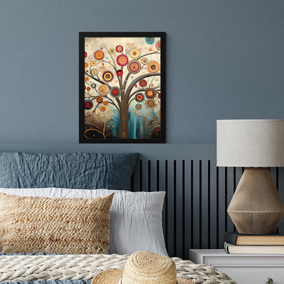 POSTER MIT RAHMENGERAHMTES BILD Baum - Baum des Lebens - Farbe Bilderrahmen 30x40 cm - Braun, Papier (30/40cm) - MuchoWow
