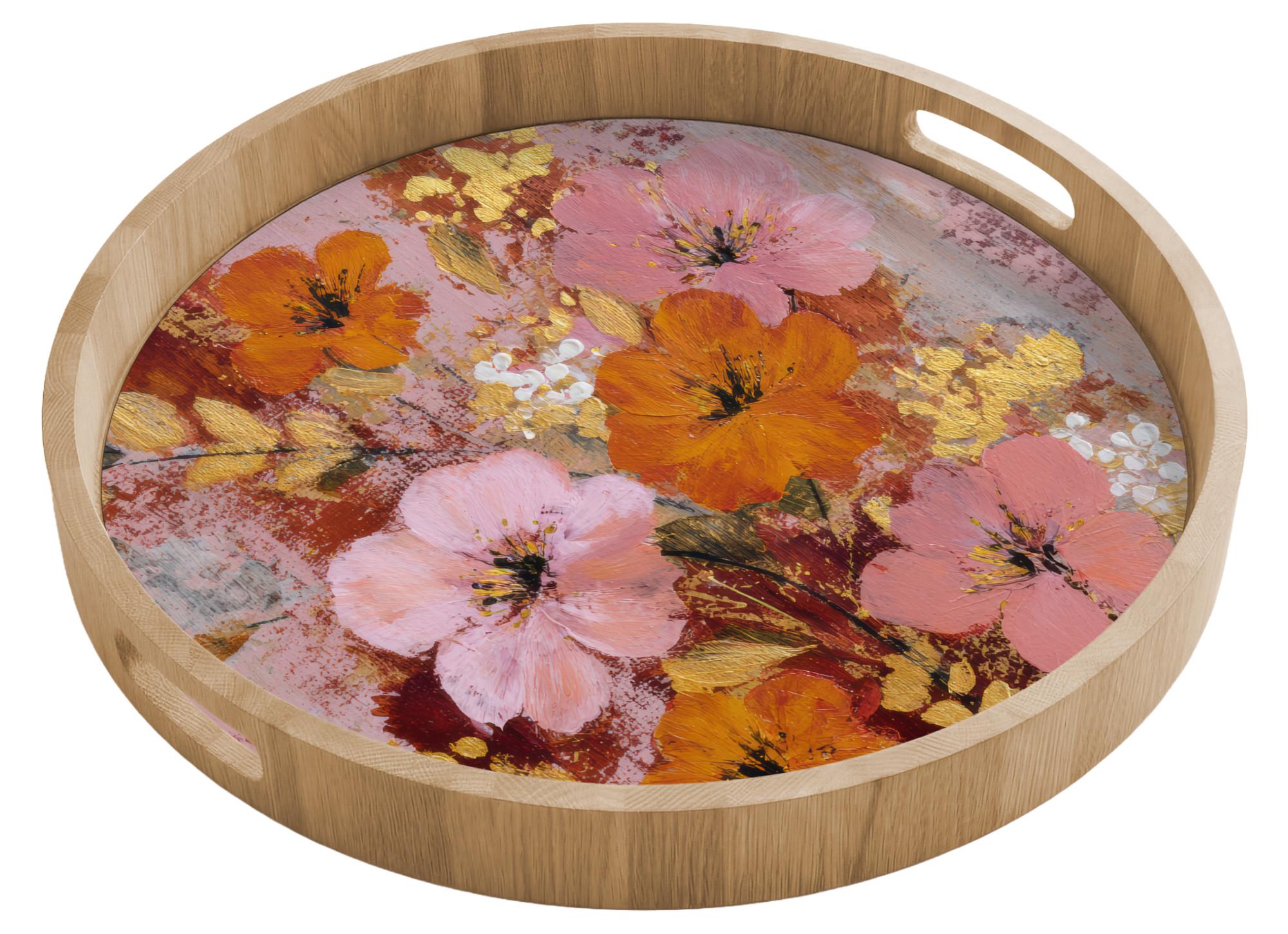 TABLETT Malerei - Blumen - Rustikal - Rosa 50x50 cm - Rosa, Holz (50/5/5cm) - OnlyWow