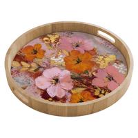 TABLETT Malerei - Blumen - Rustikal - Rosa 50x50 cm - Rosa, Holz (50/5/5cm) - OnlyWow