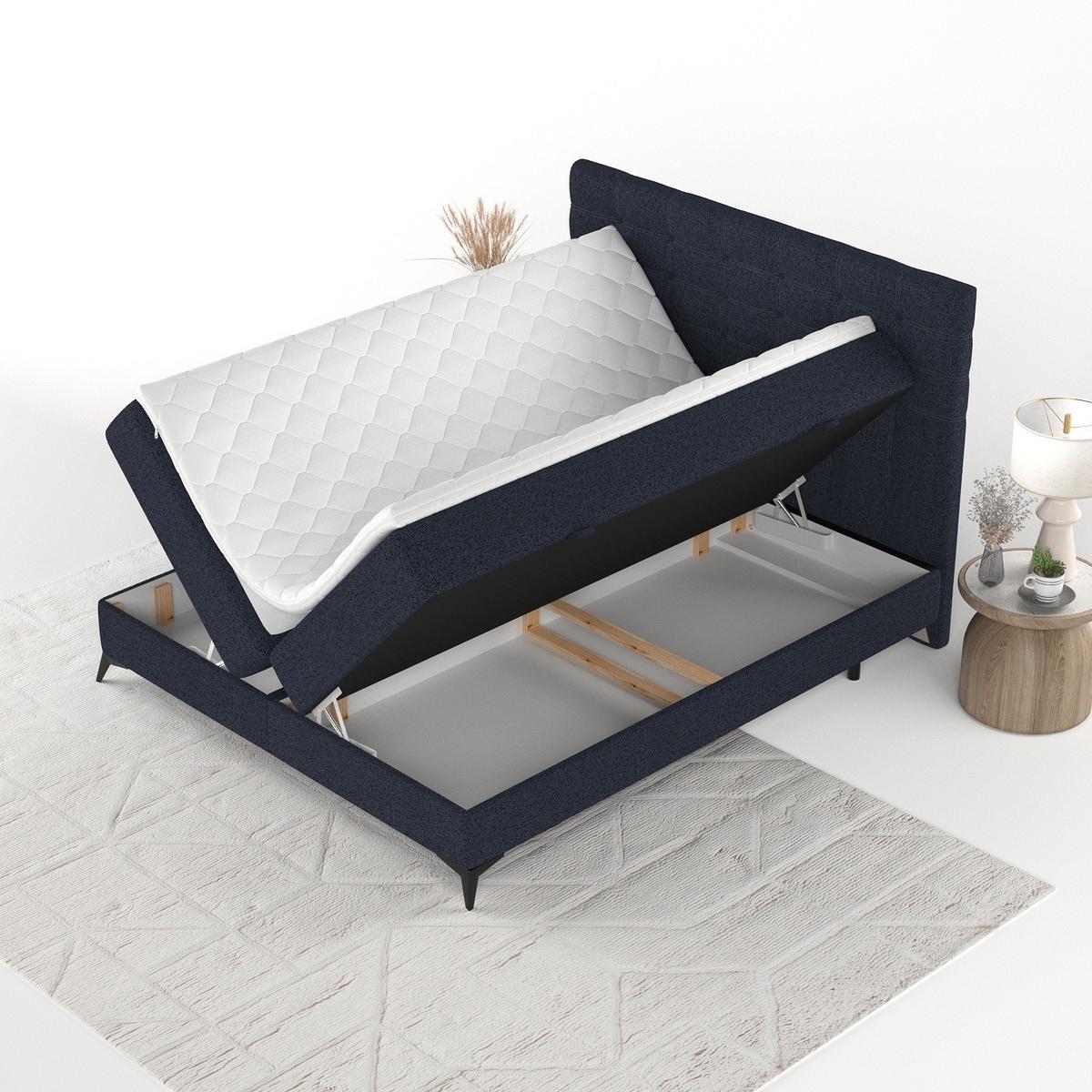 BOXBETT Niro 120/200 cm Marineblau im Riva Stoff - Schwarz/Dunkelblau, Holz/Holzwerkstoff (120/200cm) - AltaBeds