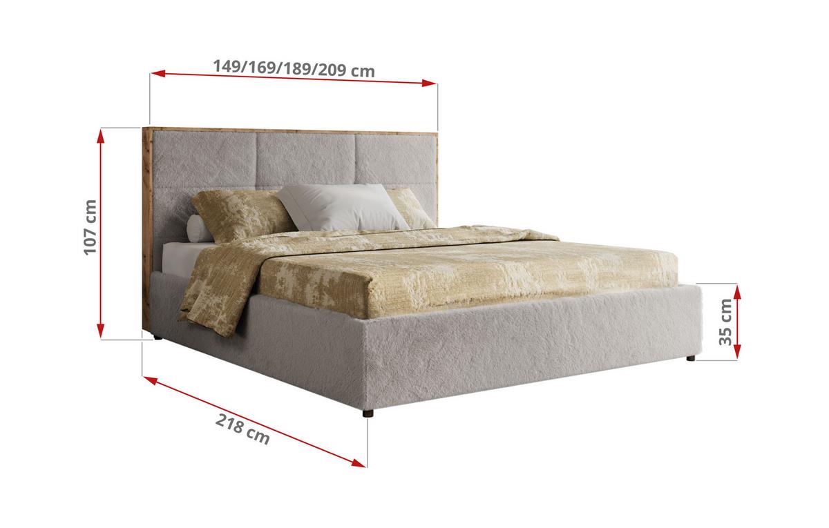 POLSTERBETT LERIO CLASSIC 140/200 - Hellgrau Plüsch - Pocket-Matratze - Hellgrau, Textil (140/200cm) - MKS