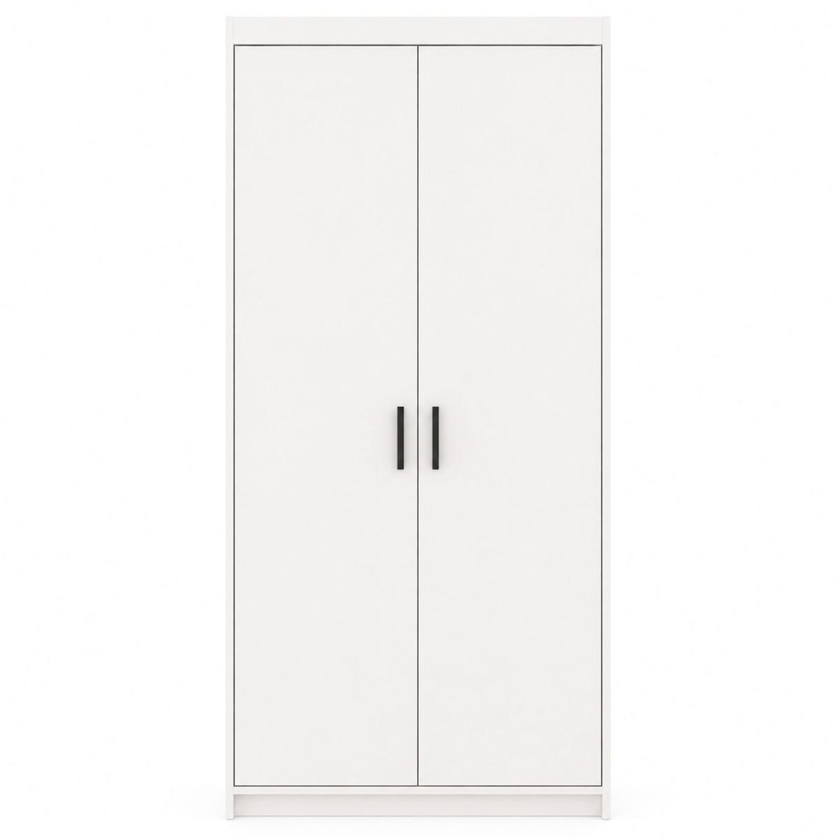 DREHTÜRENSCHRANK Elena mit 2 Türen, ohne Spiegel, Weiß - Weiß, Holzwerkstoff (90/190/53cm) - Beautysofa