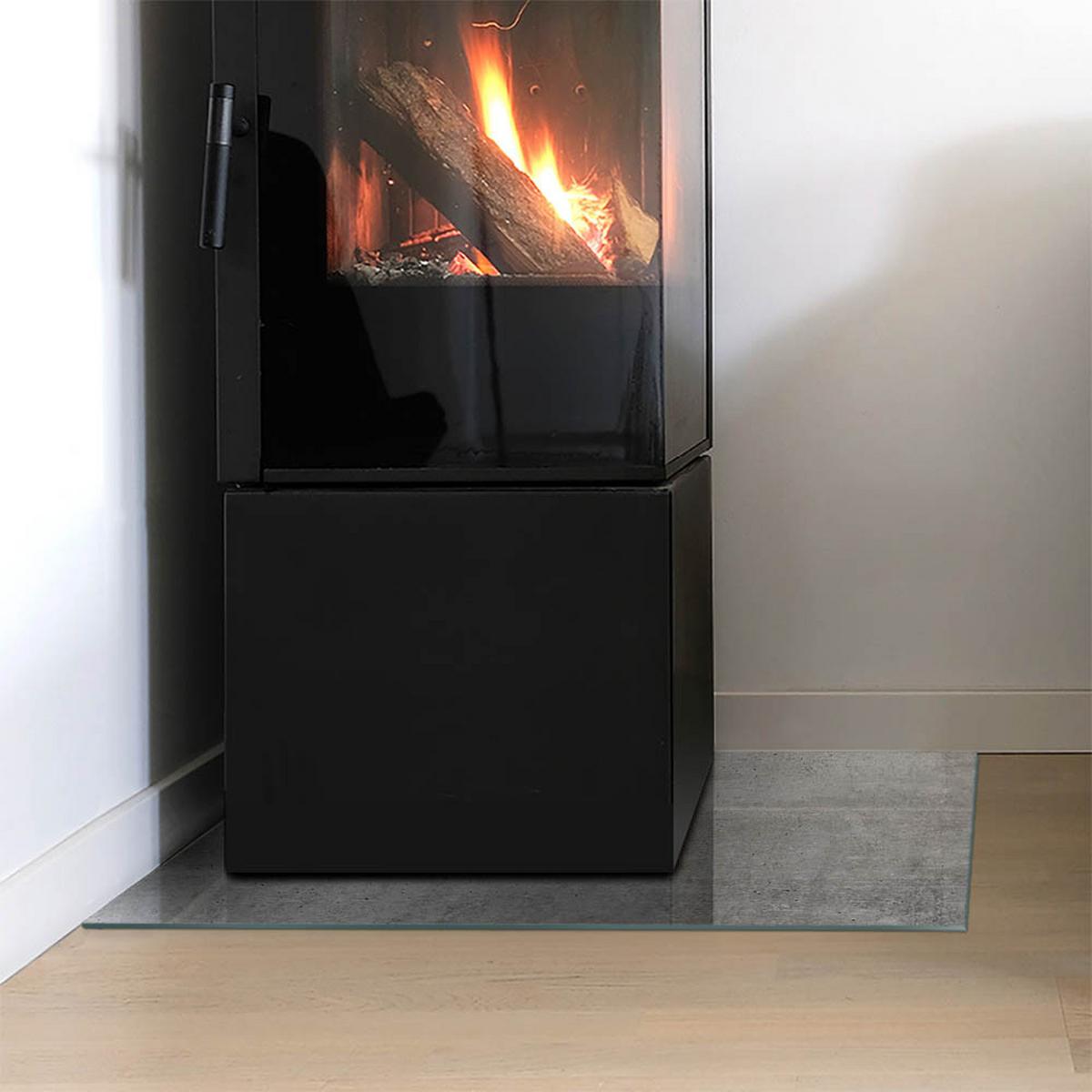 GLASPLATTE für Kamin 60x40 cm - Grau, Glas (60/40/0.4cm) - TULUP