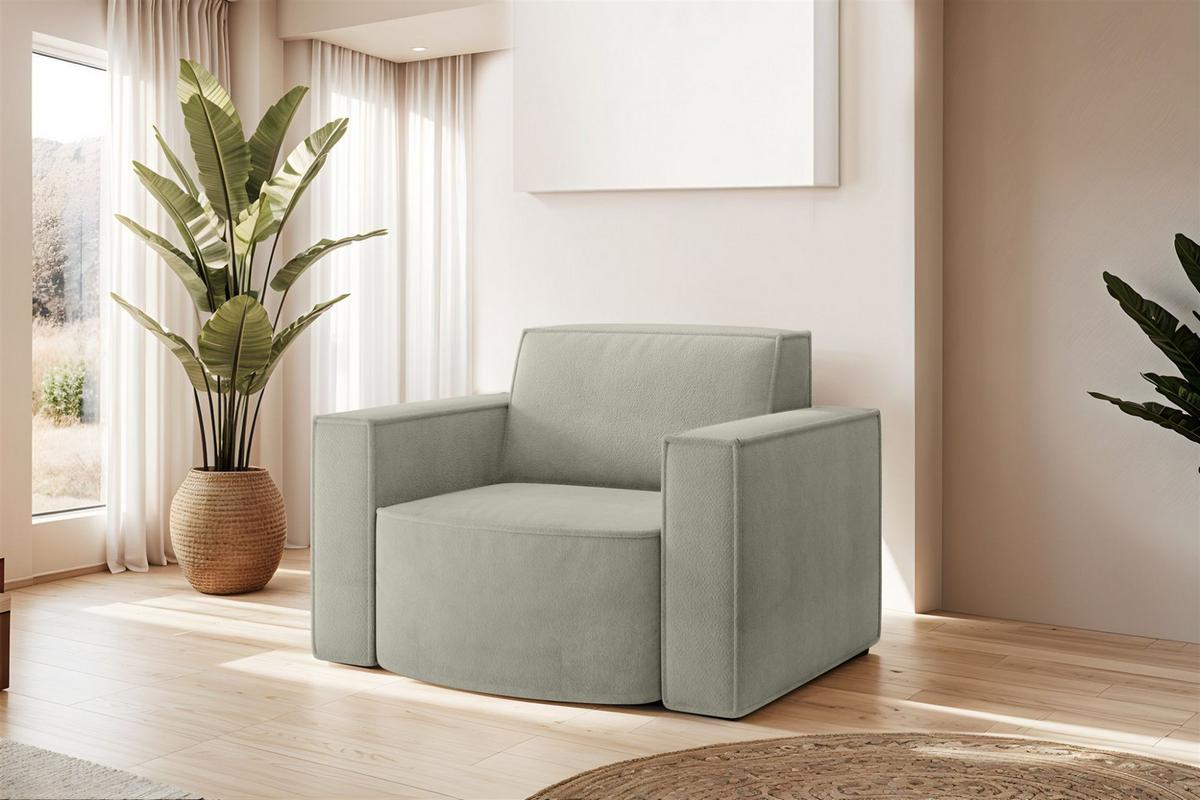 SESSEL Palma In Noel - Hellgrau, Holzwerkstoff/Textil (98/74/89cm) - Fun Möbel