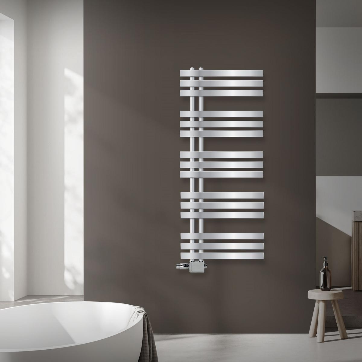 BADHEIZKÖRPER Iron EM 500x1200 mm Chrome mit Ventil Universal - Chromfarben, Metall (50/120/3cm) - LuxeBath