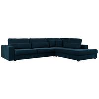 ECKSOFA Savona Dunkelblau Velvet - rechts - Schwarz/Dunkelblau, Kunststoff/Textil (249/316cm) - MKS